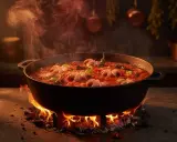 Polipetti in purgatorio, cotti lentamente in un sugo rosso piccante, emanano un vapore invitante.