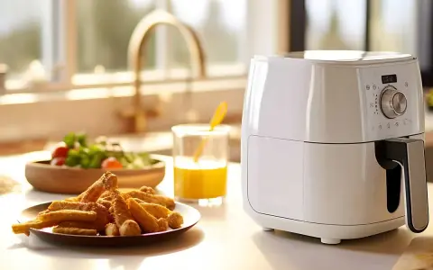 Melanzane croccanti e dorate, appena sfornate dalla friggitrice ad aria, pronte per essere gustate.